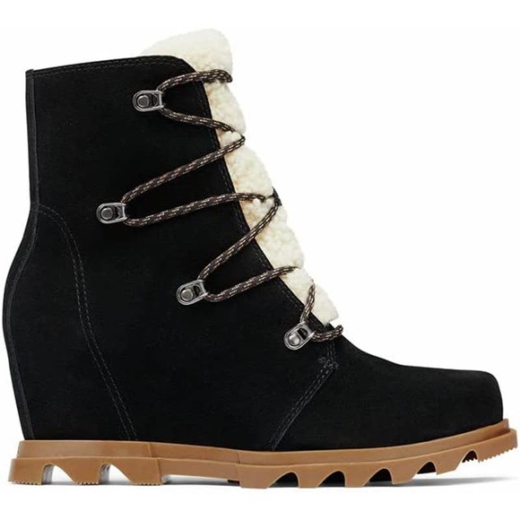 NEW SOREL Women's Joan of Arctic Wedge III Lace Cozy Suede Bootie Size 9 - Picture 2 of 10